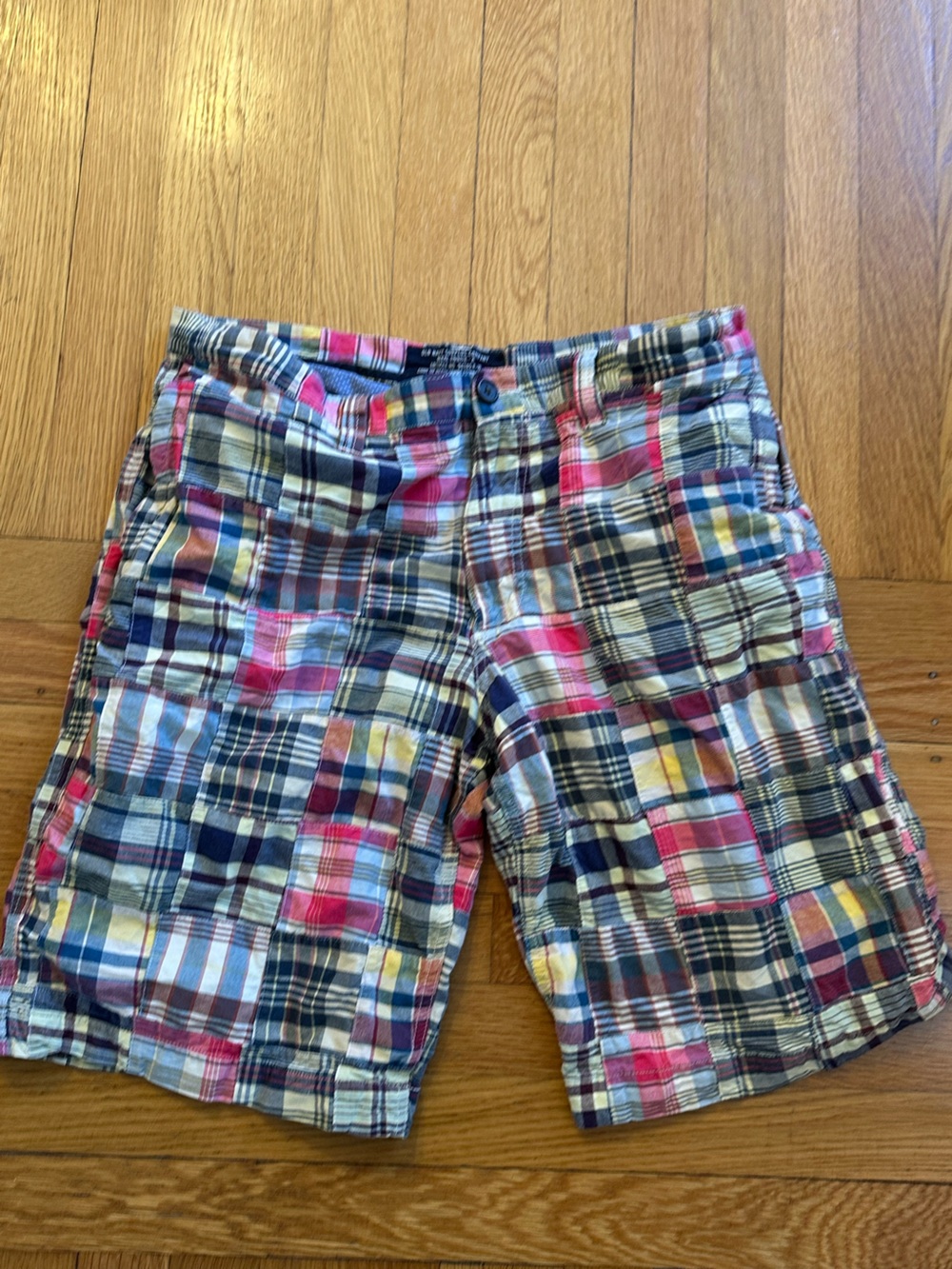 Vintage Men’s Madras Patchwork Plaid Cotton Shorts Preppy Old Money Club